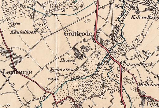 Duitse kaart uit 1915 met oa Gontrode